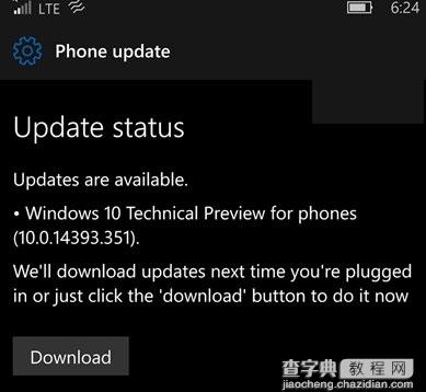 Win10 Mobile一周年更新发布/慢速预览版14393.351推送1