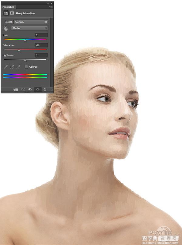 Photoshop将美女头像转为抽象油画效果8