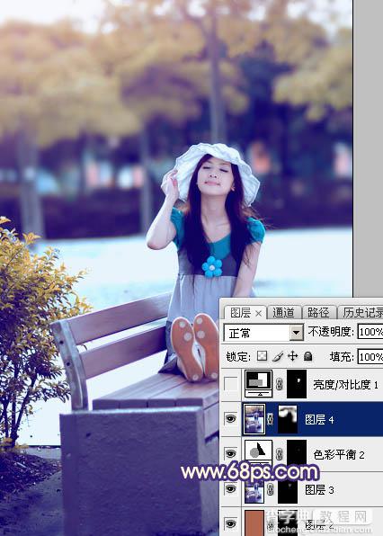 Photoshop为夏季外景图片转为清爽的秋季淡冷色33