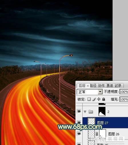 Photoshop为公路图片渲染出漂亮的夜景灯光效果27