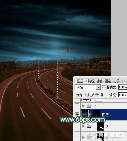 Photoshop为公路图片渲染出漂亮的夜景灯光效果20