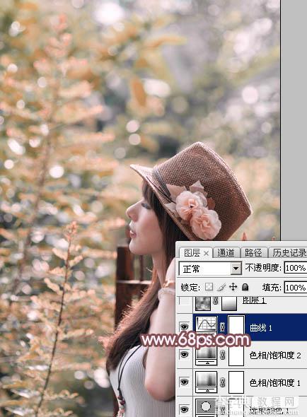 Photoshop将美女图片打造清新的淡红色夏季15