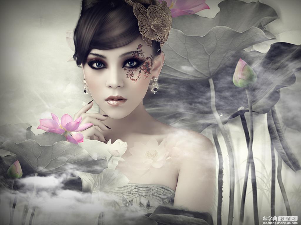 photoshop将美女图片制作具有中国风水墨风格详细教程24
