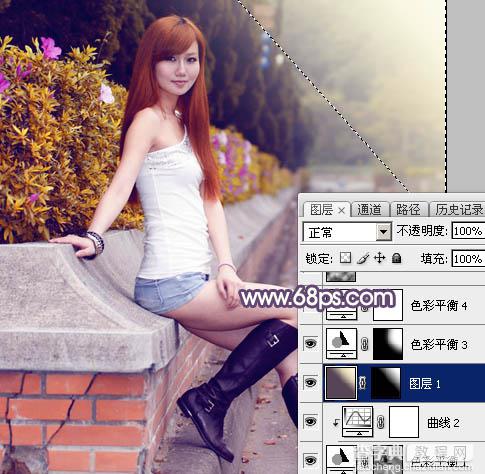 Photoshop将夏季外景美女图片增加秋季阳光暖色27