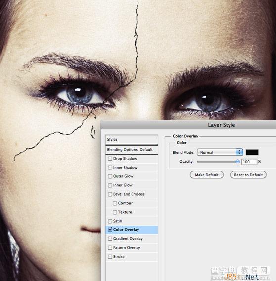 photoshop(PS)设计绘制美女(人物)面部裂纹效果实例教程12