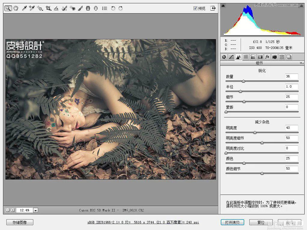 Photoshop调出唯美的中性色森林美女5