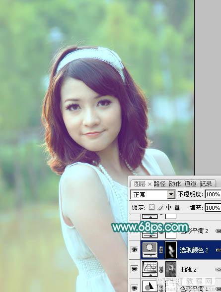 Photoshop为夏季外景美女图片调制出清爽的甜美色20