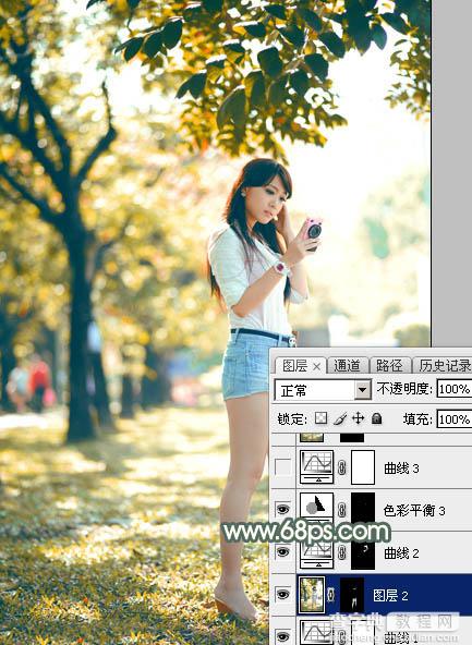 Photoshop打造甜美的秋季暖褐色外景人物图片25