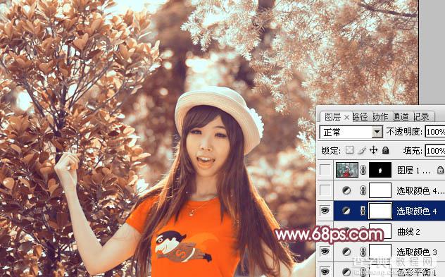 Photoshop为树林中人物图片增加鲜丽的橙褐色32