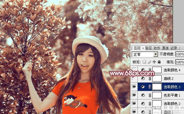 Photoshop为树林中人物图片增加鲜丽的橙褐色25