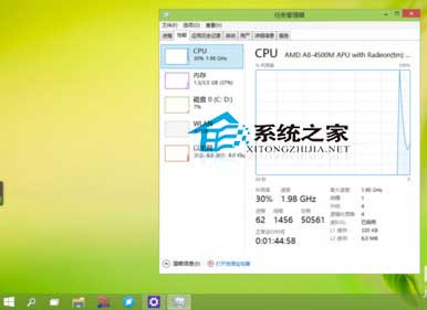 Win10任务管理器性能小窗口模式查看性能信息教程4