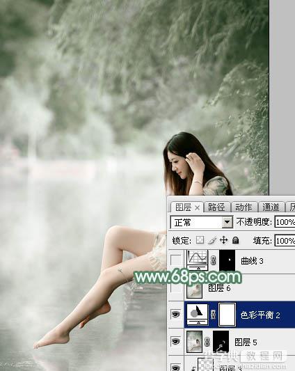 Photoshop将外景人物打造出唯美的古典淡绿色36