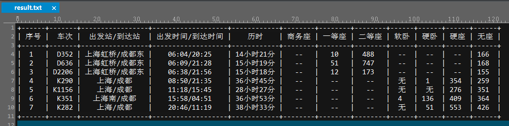 Python脚本实现12306火车票查询系统2