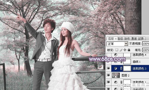 Photoshop将树林婚片调制出唯美浪漫的蓝紫色10