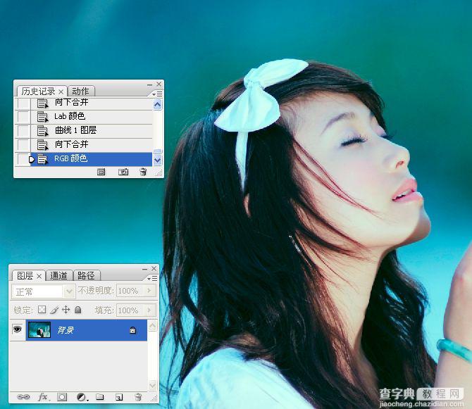 Photoshop使用LAB模式为偏暗的美女图片调出通透的阿宝色效果13