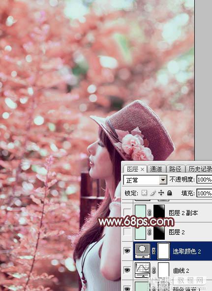 Photoshop打造甜美的粉红色秋季美女效果34