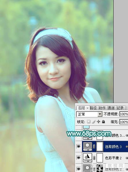 Photoshop为夏季外景美女图片调制出清爽的甜美色29