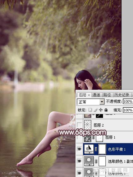 Photoshop为湖边的美女加上淡淡的粉褐色24