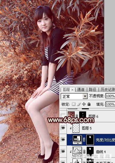 Photoshop为外景美女图片打造甜美的秋季红褐色41