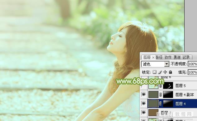 Photoshop将外景美女图片调制出淡淡的小清新绿色35