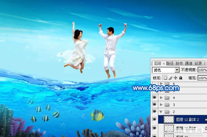 Photoshop打造在海面跳跃的清爽夏季海景婚片22