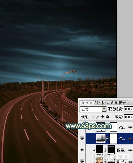Photoshop为公路图片渲染出漂亮的夜景灯光效果16