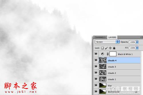 Photoshop为树林图片增加上淡灰色迷雾6