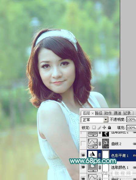 Photoshop为夏季外景美女图片调制出清爽的甜美色12