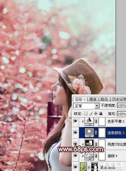 Photoshop打造甜美的粉红色秋季美女效果43
