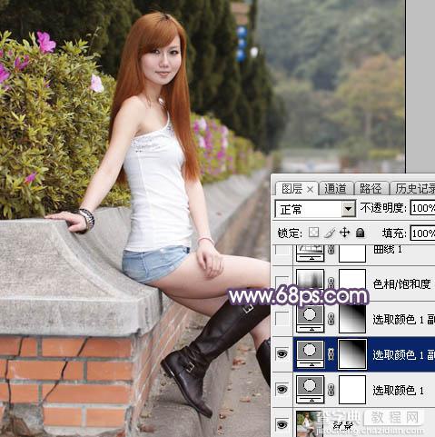 Photoshop将夏季外景美女图片增加秋季阳光暖色6