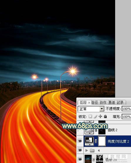 Photoshop为公路图片渲染出漂亮的夜景灯光效果39
