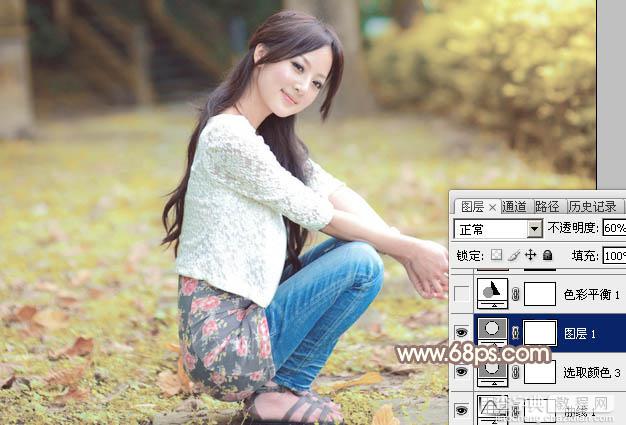 Photoshop为外景美女加上唯美的粉黄色23