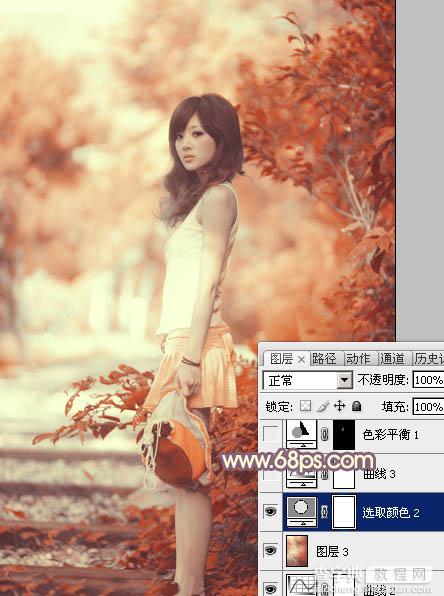 Photoshop将外景人物图片打造出小清新橙红色效果19