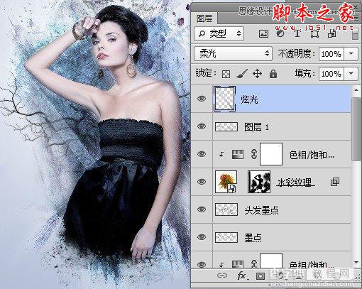 Photoshop将美女图片打造出创意风格的水墨效果24