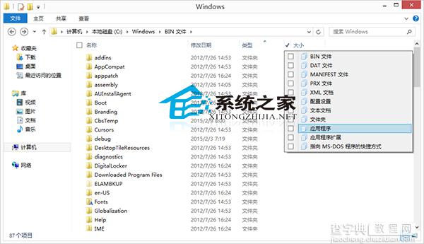 Win8.1文件夹如何筛选某一类型文件比如应用程序2