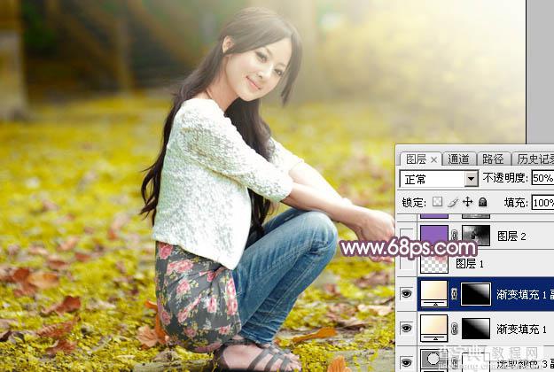 Photoshop为外景美女图片打造甜美的橙色秋季效果23