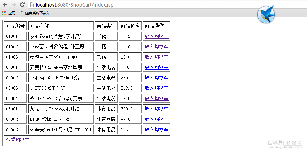 java web开发之实现购物车功能2