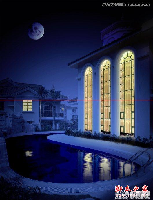 photoshop制作逼真建筑照片夜景效果实例教程1