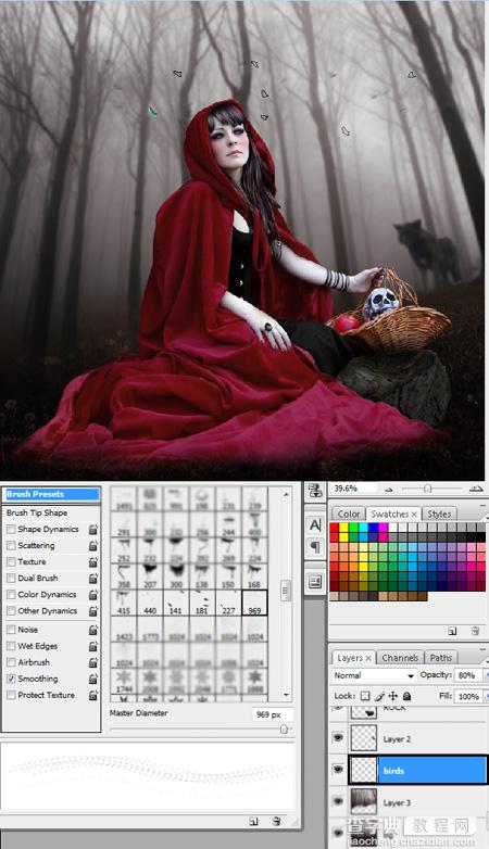 PhotoShop合成制作迷雾森林中的小红帽巫女场景教程61