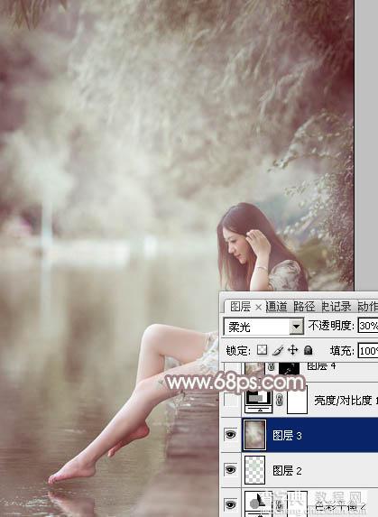 Photoshop将水边的美女加上梦幻的中性淡褐色22
