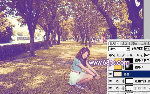 Photoshop为清爽的公园美女调制唯美的淡暖色35