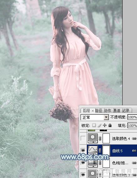 Photoshop将外景美女调制出唯美梦幻的淡青色19