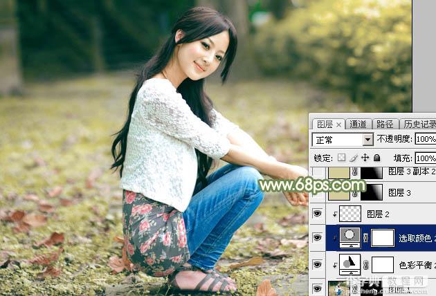 Photoshop为外景美女图片打造古典中性暖色22