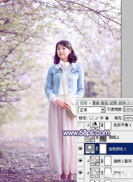 Photoshop为春季花木下的美女加上梦幻的粉紫色35