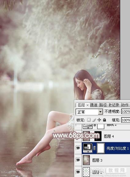 Photoshop将水边的美女加上梦幻的中性淡褐色24