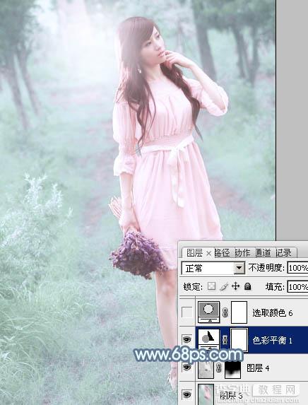 Photoshop将外景美女调制出唯美梦幻的淡青色42