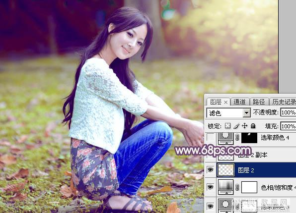 Photoshop为草地美女图片打造柔美的秋季特效43