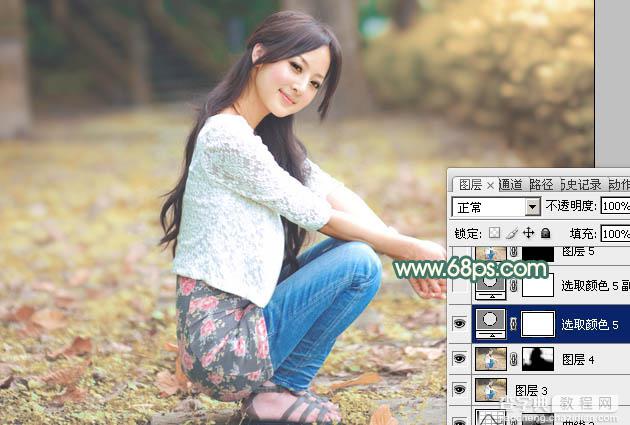 Photoshop为果子美女加上秋季甜美的粉暖色25