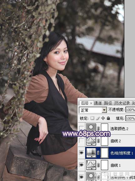 Photoshop为外景美女加上柔和的暗调蓝橙色教程13