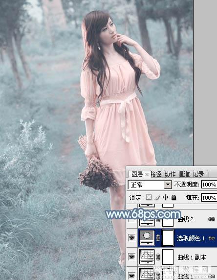Photoshop将外景美女调制出唯美梦幻的淡青色11